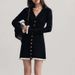 Women's High-Waisted Short Fitted Dress French Style V Neck Long Sleeves Sexy Alluring Versatile Stylish Autumn Clothing_ecoleips.com