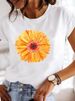 European And American Cross-border Foreign Trade Women's Floral Plant Print Round-neck Short-sleeve T-shirt Top_ecoleips.com
