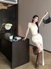 Chic Wasteland Style Off-Shoulder Short Sleeve Top For Women High Waist Slimming Irregular Skirt Two-Piece Set_ecoleips.com