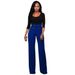 Women's Double-Breasted High Waist Flared Pants Wide Leg Trousers Stretch Polyester Chic Street Style Casual Outings_ecoleips.com