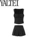Women's Clothing Design Vest Striped Strap Top Pleated Skirt Suit_ecoleips.com