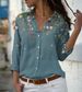 Women's Long Sleeved Single-Breasted Shirt Loose Lapel Printed Top Temperament Lady Blouse_ecoleips.com