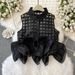 Women's Clothing Fashionable Tops In Summer Temperament Heavy Duty Three Dimensional Flower Bud Stitching Thin Plaid Sleeveless Shirt_ecoleips.com