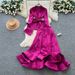 Elegant Satin Wrap-Waist Blouse With High-Waisted Flared Skirt Set - Long Sleeve Ruffle Hem Two-Piece Outfit For Women_ecoleips.com