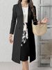 Women's Floral Print Two Piece Set Autumn/Winter Long Sleeved Top With Sleeveless Dress Regular Fit Polyester Pant Set_ecoleips.com