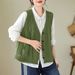 Women's Chic V-Neck Cable Knit Vest, Sleeveless Button-Up Sweater_ecoleips.com