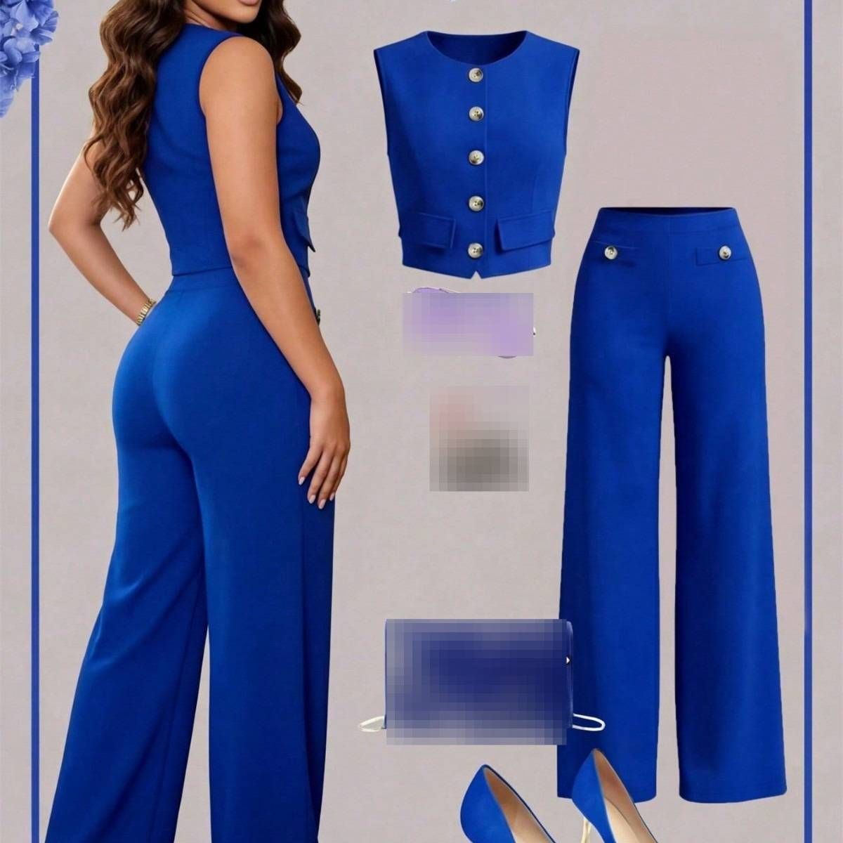 Women's Fashion Spring Summer Set Sleeveless Vest Straight Leg Pants Outfit_ecoleips.com