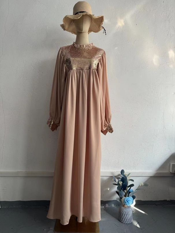 Women's Clothing Autumn New Fairy Palace Style Beads Heavy Industrial Light Luxury Long Dress_ecoleips.com