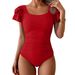 Women's One Piece Swimsuit Ruffles Fashionable Sexy Slimming Relaxed Everyday Wear Comfortable Feshion_ecoleips.com