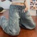 2027 Fashion American Retro Jeans Women Cotton High Waist Flowers Embroidery Washed Curved Knife Wide Legs Denim Pants_ecoleips.com