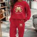 Women's Casual Lounge Set Long Sleeve round Neck Two Piece Outfit Soft Acrylic Tracksuit Comfortable Winter Home Wear_ecoleips.com