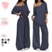 Women's Clothing Spring/Summer Women's Casual Wide Leg Pants Suit Solid Color Sports Two Piece Loose Trousers_ecoleips.com
