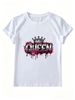 Teen Girls Y2K Coquette Queen Crown Graffiti Graphic T Shirt Pink Drip Paint Streetwear Short Sleeve Crew Neck Summer Tee For Young Women_ecoleips.com