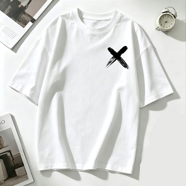 Women’s Oversized T-Shirt With Cross Print Casual Loose Short Sleeve Streetwear Top_ecoleips.com