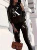 Women's Loose Casual Three Piece Suit Set With Sequined Jacket Tube Top And Wide Leg Pants For Spring/Autumn_ecoleips.com