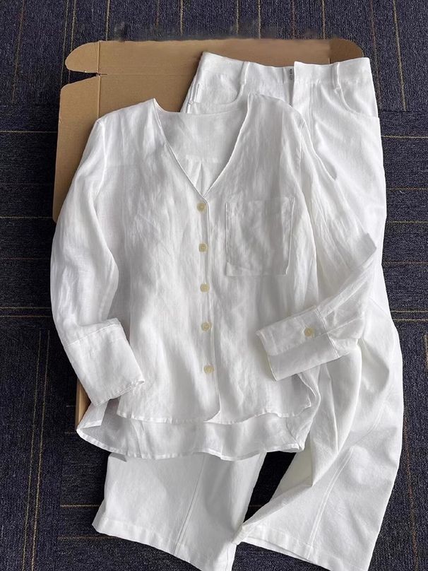 Women's Clothing I Like It Very Much I Recommend It French High End Exquisite White Linen Shirt Tops For Women_ecoleips.com