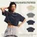 BE Fashion Brand Spicy Girl New Round Neck Distressed Washed Brushed Sleeved T-Shirt Short Cut Exposed Navel Women's_ecoleips.com