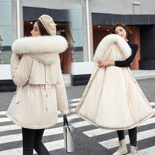 Women's Winter Parka Coat With Faux Fur Hood, Loose Fit Long Jacket, Warm Quilted Puffer Outerwear For Casual & Commute_ecoleips.com