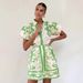 Women's Clothing Casual Fashion Puff Sleeve Linen Short Skirt Suit_ecoleips.com