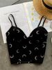 SINGREINY Women Retro Velour Strap Tops Summer V Neck Sleeveless Backless Slim Tank Top Chic Print Sexy Off Shoulder Short Camis_ecoleips.com
