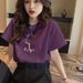 Large Size Cotton Short-sleeved T-shirt Women's Summer American Retro Loose Bottoming Shirt, Thin Design Crew Neck Top_ecoleips.com