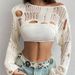Women's Clothing Hook Flower Hollow Hole Design Knitted Cardigan Short Sweater_ecoleips.com