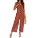 2026 Spring/summer Elegant Cotton And Linen Solid Color Breasted Sleeveless Comfortable Jumpsuit Women's Clothing_ecoleips.com