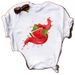 European And American Cross-border Foreign Trade Wholesale Clothing Summer Fruit Print Round Neck Plus Size Short-sleeve_ecoleips.com