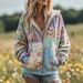 Women's Clothing Fit Casual Floral Print Hoodie Loose Fit Floral Print Hoodie For Women – Soft Polyester-Spandex Blend With Kangaroo Pocket (S-XXXXL)_ecoleips.com