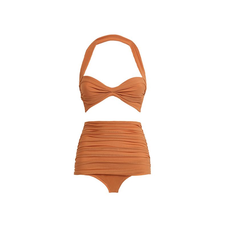 Women's One Shoulder High Waisted Bikini European American Style Swimwear For Vacation Beach_ecoleips.com