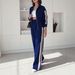 plus Size Women's Autumn Two Piece Set Color Block European American Style Long Sleeved Top High Waisted Wide Leg Pants_ecoleips.com