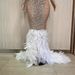 Women’s Clothing Evening Gown Dress Elegant Feather Trim Dress_ecoleips.com