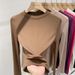 Women's Slim Fit Long Sleeve Cotton T-Shirt - High Neck Casual Blouse For Spring, Soft Breathable Top In White, Black & More_ecoleips.com