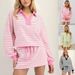 Women's Clothing Casual Striped Color Block Set Long Sleeved Top Elastic Waist Skirt Safety Shorts American Style_ecoleips.com