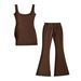 Women's Clothing Square Collar Irregular Side Pleated Camisole Sports Elastic Waist Slightly Flared Pants Two Piece Suit_ecoleips.com
