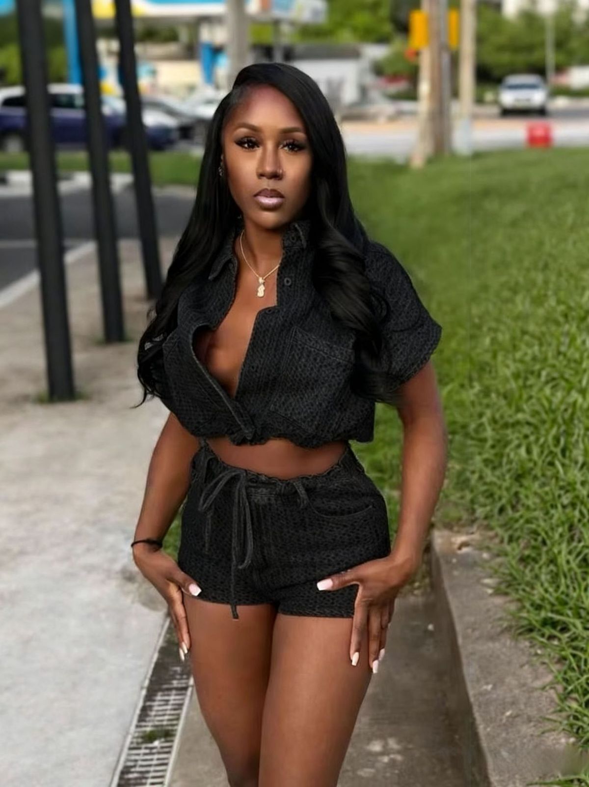 Women's Denim Vest & Shorts Set - Summer Casual Two-Piece Outfit With Pockets, Sleeveless Vest & Mid-Length Shorts_ecoleips.com