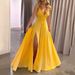 Cross-border Fashion Foreign Trade Women's Clothing 2025 Summer Strapless V-neck Backless Lace-up Slit Long Dress_ecoleips.com