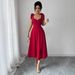 Elegant Women's Solid Color Suspender Long Dress Spring/Summer New Arrivals Independent Website European And American Style_ecoleips.com