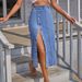 Women's Asymmetrical Side Slit Denim Midi Skirt – High Waist Slim Fit Casual Jean Skirt_ecoleips.com