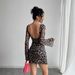 European And American Cross-border 2026 Spring-summer New Women's Sexy Leopard Print Backl Bell-sleeve Mesh_ecoleips.com