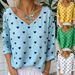 Women's Casual Loose Long Sleeve Top Heart Print V Neck Fashion Cotton Linen Blend For Spring Autumn_ecoleips.com