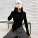 Voya Women's Slim Fit Long Sleeved T-shirt, Asymmetrical Round Neck Solid Color Knitted Sweater Top_ecoleips.com