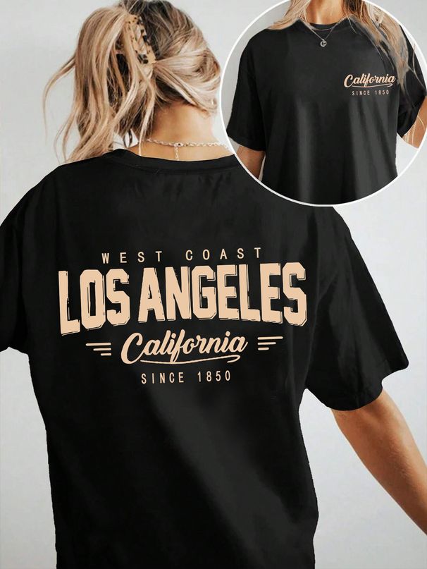 Women's Casual Round Neck Short Sleeve T-Shirt Multi-Color American Style Simple Fashionable Sports Top Solid Printed Loose Fit_ecoleips.com