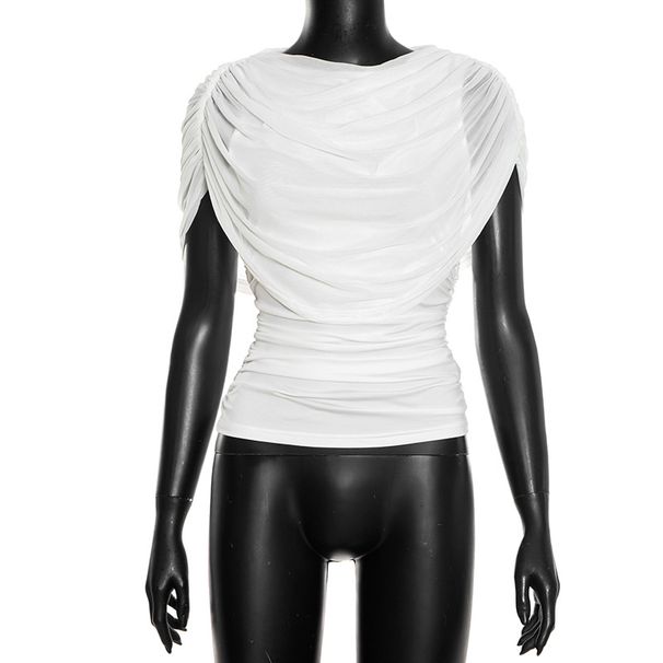 Women's Cross-Over Collar Draped Slim Fit Sleeveless Top European American Style Autumn Winter New Scarf Trendy_ecoleips.com