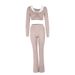 AD628 High-Waisted Slimming Yoga Pants Home Use, Comfortable Casual Micro-Flare Sports Set For Pilates And Fitness_ecoleips.com