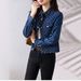 Women's Clothing Women's Denim Jacquard Short Jacket - Chic Floral Print Casual Coat For Autumn_ecoleips.com