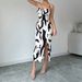 Voya Foreign Trade Women's Fashion 2026 Spring Summer New Style Elegant Intellectual Cow Print Strap Midi Dress_ecoleips.com