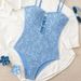 Summer Bohemian Vacation Suspender Backless One-Piece Swimsuit Special Fabric Swimsuit_ecoleips.com