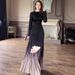 Women's Slim Fit Long Dress Tie Dye Pleated Gradient Elegant Style European American Fashion 2024_ecoleips.com
