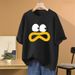 Women's Clothing Cartoon Straight Shoulder Short Sleeved T Shirt For Women In Summer 2024 New Design Niche Large Size Casual Loose Slim Tops_ecoleips.com
